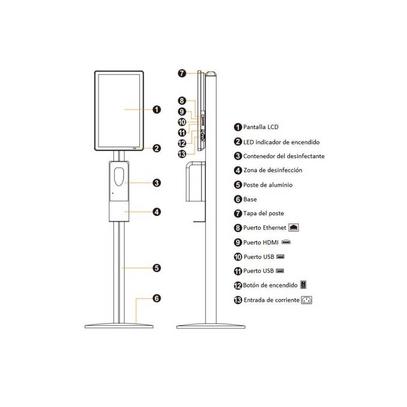 21.5" LCD advertising display with automatic gel dispenser