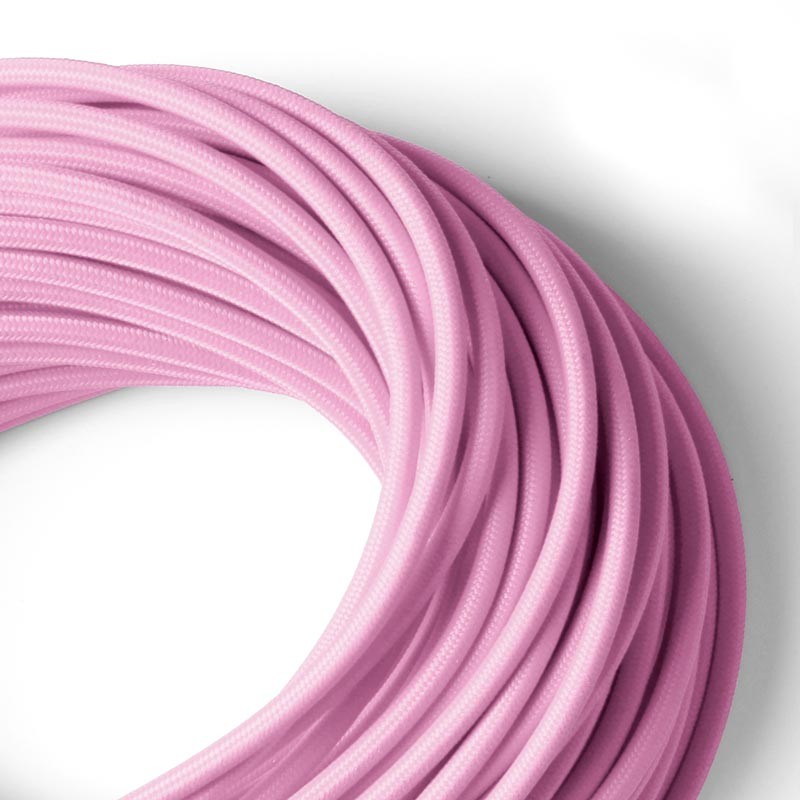 Round cotton coated electric cable Pink