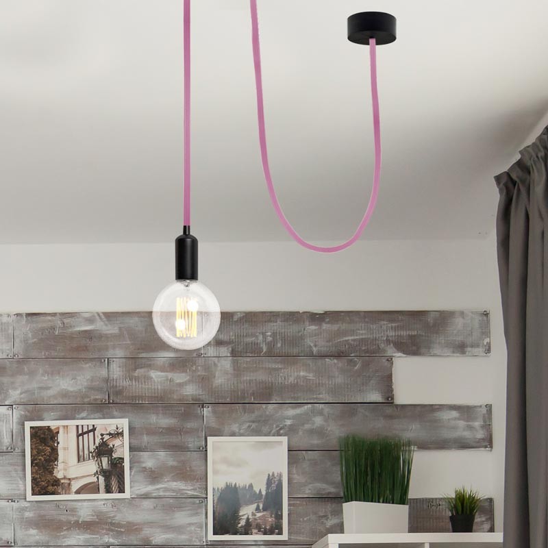 Round cotton coated electric cable Pink