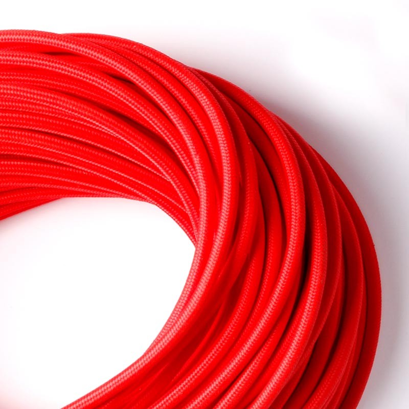 Round cotton coated power cable Red