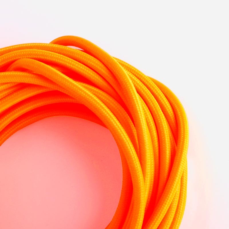 Round cotton coated power cable Citrus Orange