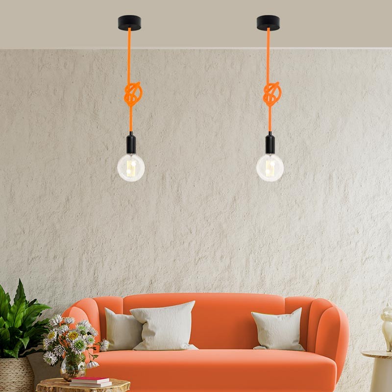 Round cotton coated power cable Citrus Orange