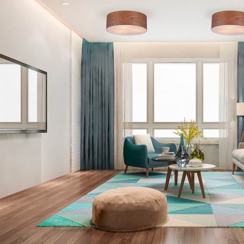 Ceiling lamp with wood effect lampshade "AGUDES" - 3xE27