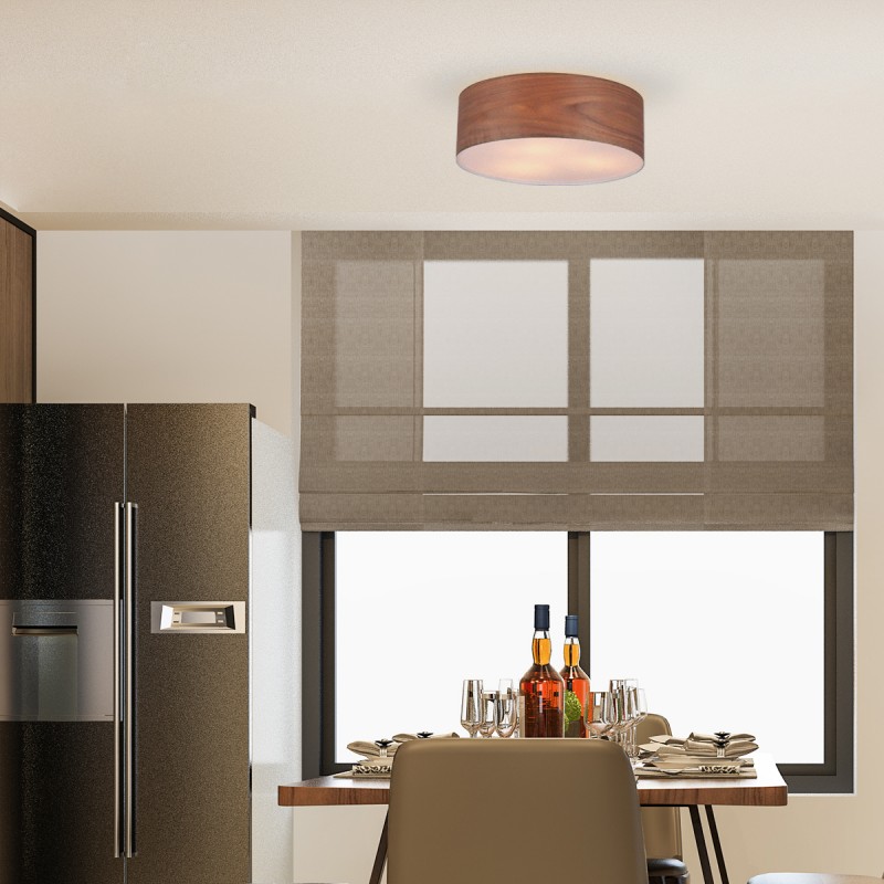 Ceiling lamp with wood effect lampshade "AGUDES" - 3xE27