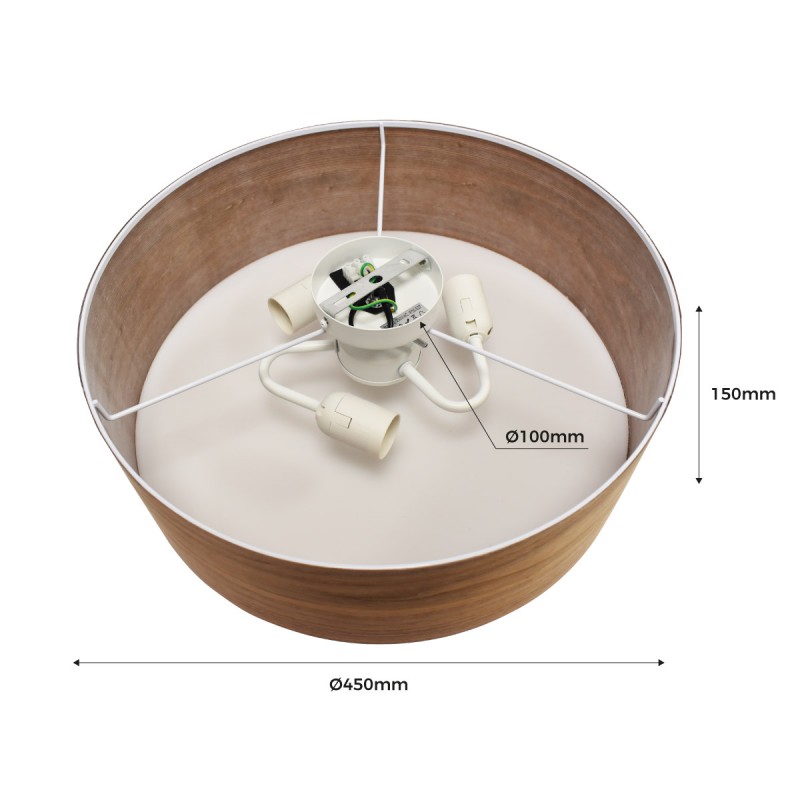 Ceiling lamp with wood effect lampshade "AGUDES" - 3xE27