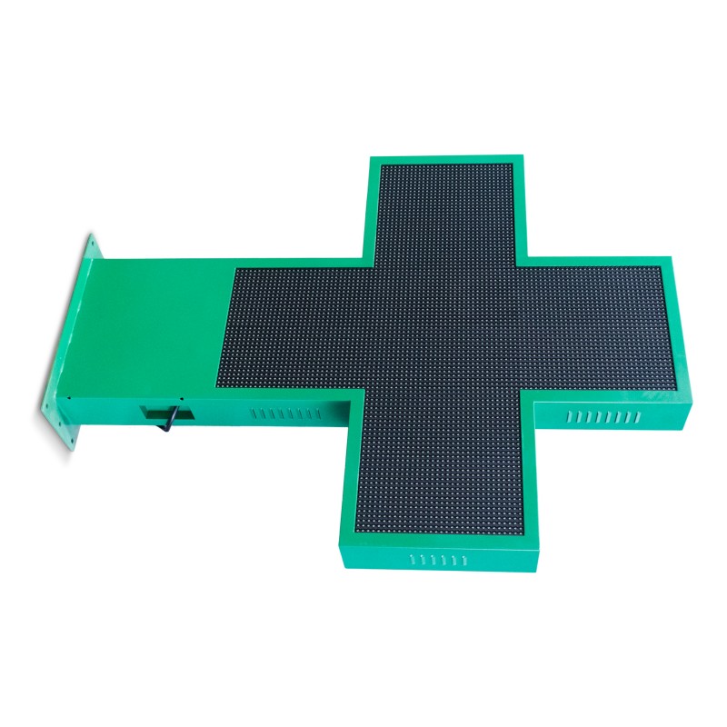 Programmable green monocolor LED pharmacy cross P10 - Outdoor - 96x96cm