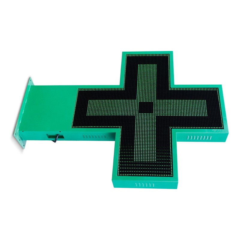Programmable green monocolor LED pharmacy cross P10 - Outdoor - 96x96cm