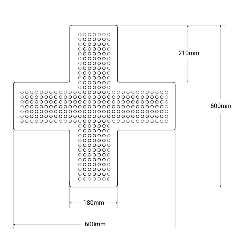Green single color LED pharmacy cross - 60x60cm - Single sided - IP20