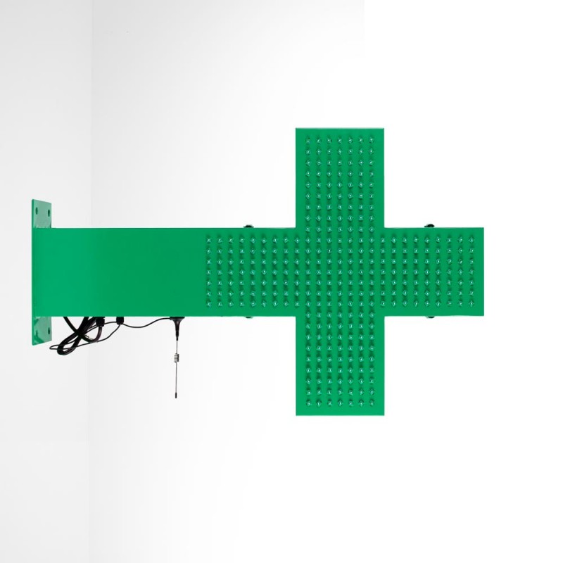 Green monocolor pharmacy LED cross - 50x50cm - Double sided - Outdoor