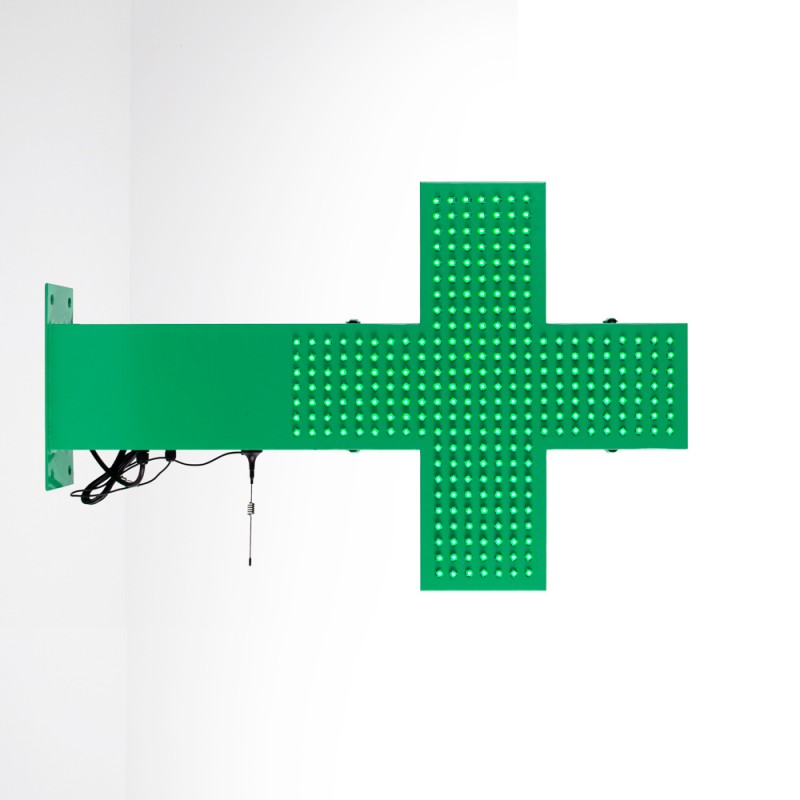 Green monocolor pharmacy LED cross - 50x50cm - Double sided - Outdoor