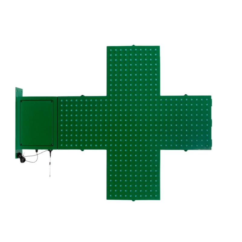 Green monocolor Pharmacy LED Cross - 80x80cm - Double sided - Outdoor