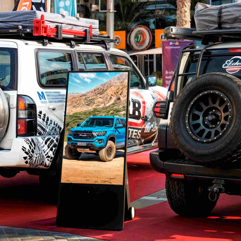 43'' Portable Outdoor Advertising Display - Full HD LCD - Wheeled and Battery Operated