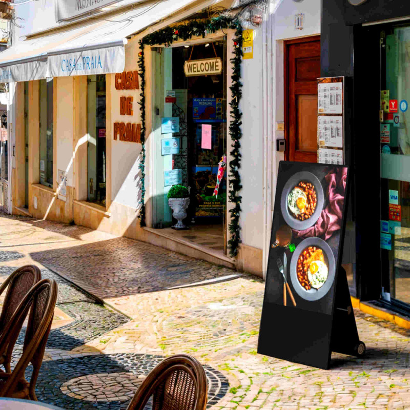 43'' Portable Outdoor Advertising Display - Full HD LCD - Wheeled and Battery Operated