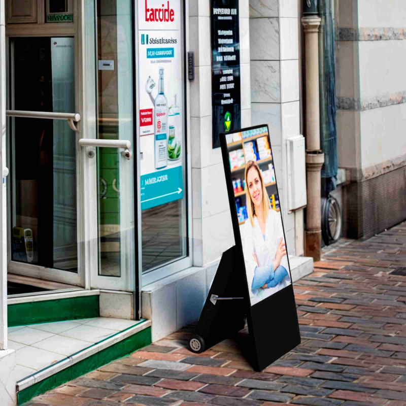 43'' Portable Outdoor Advertising Display - Full HD LCD - Wheeled and Battery Operated