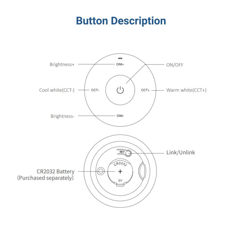 Mini RF Controller - Single Color + CCT - Magnetic Base - Mi Light - Black