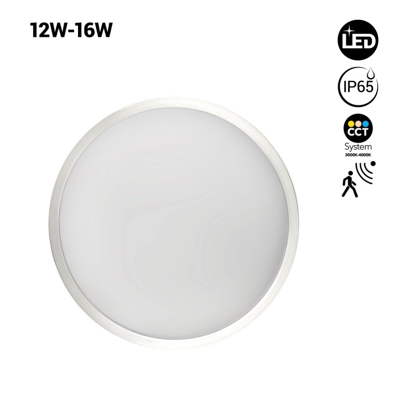 LED waterproof ceiling light with sensor - CCT - Adjustable power 12W-16W - Ø30cm - IP65
