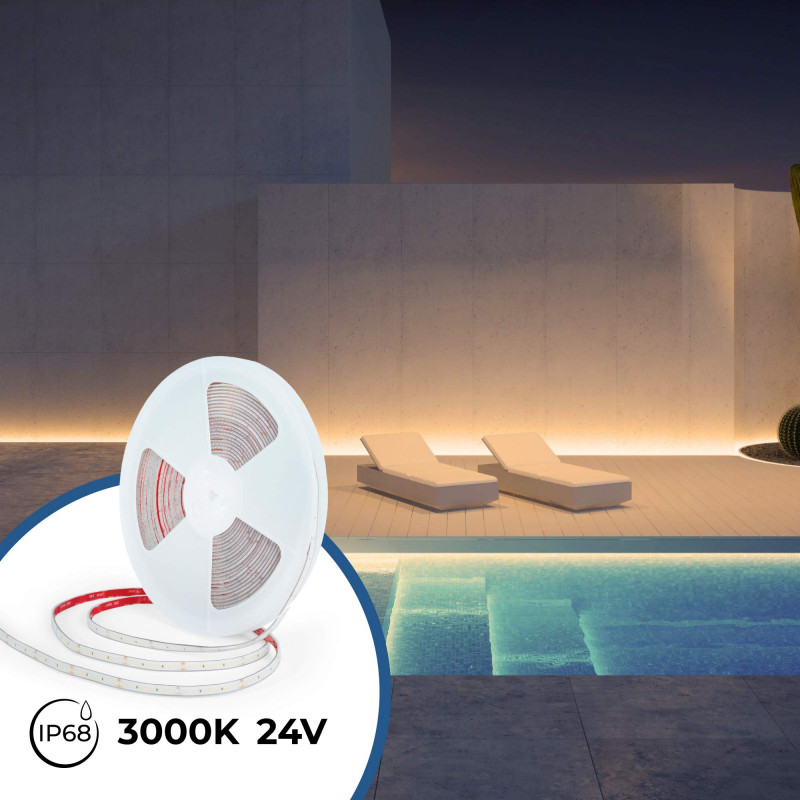 Submersible LED strip 48V DC - Monochrome - 9.6W/m - 12mm - IP68 - 20 metres - 168ch/m