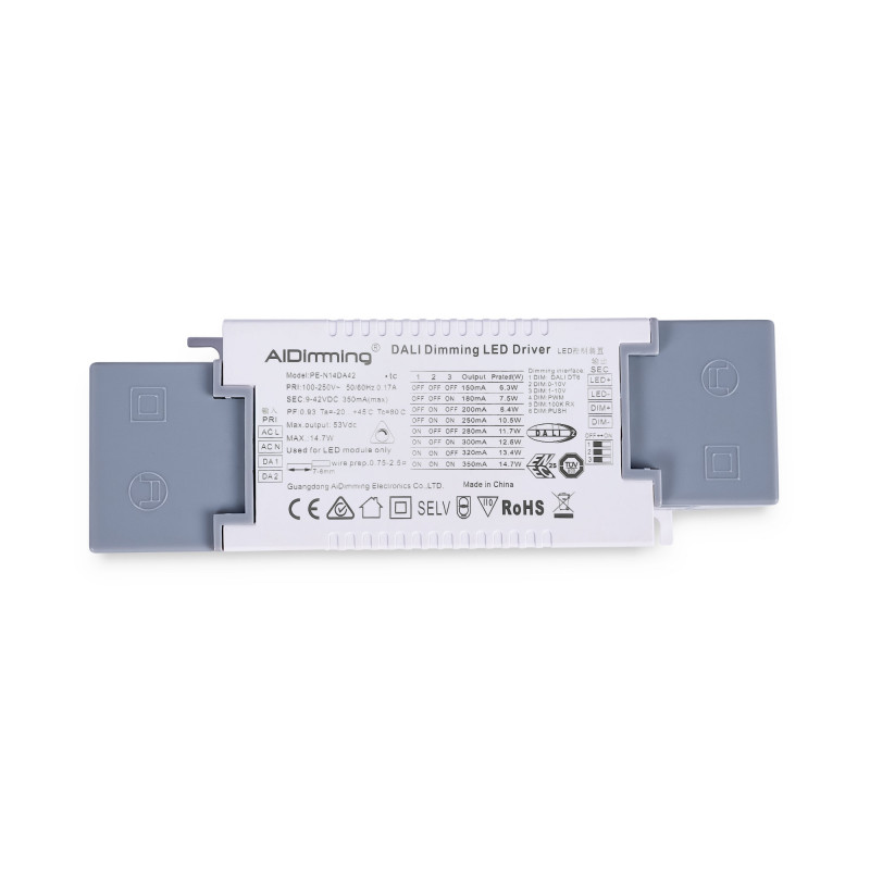 Driver regulable DALI DT6 - IN: 200-250V - OUT: 9-40V - 100-300mA  PUSH/NFC 