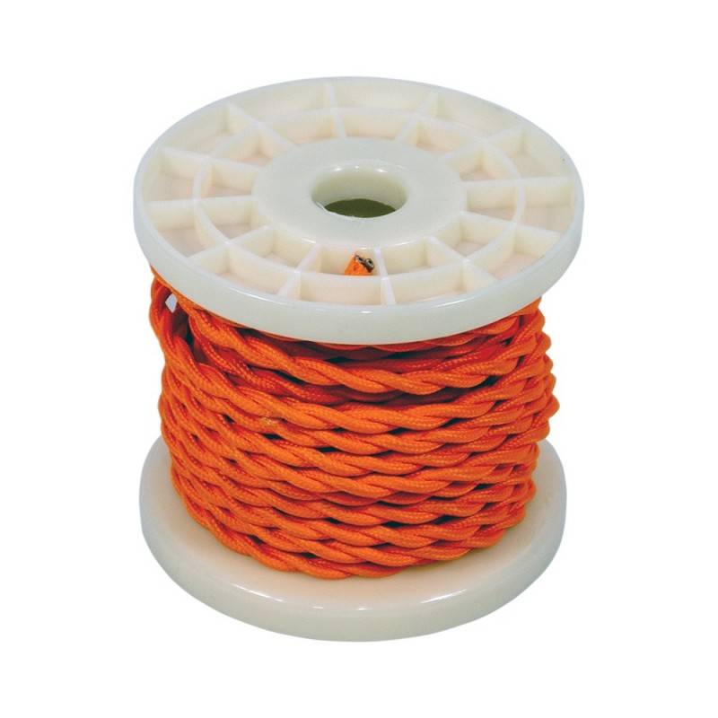 Cable eléctrico decorativo trenzado textil 2X0,75 naranja